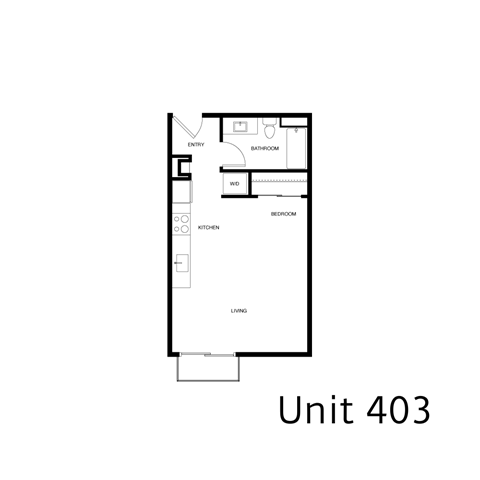 Floor plan for studio, 1 bath, 465 sqft